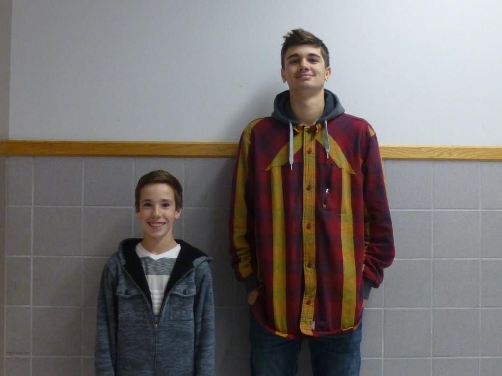 Braden Broadbent and Brandon Morley display the great differences in their heights. 