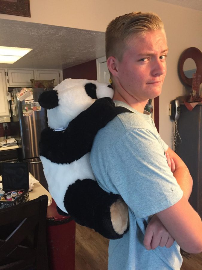The first time Cale wore Quinton (his panda backpack) on his back in his Junior year. 