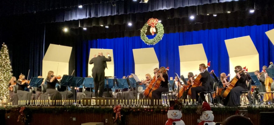 Featured in the photo is the Bingham Symphony performing at their Candlelight Concert in December of 2020.  