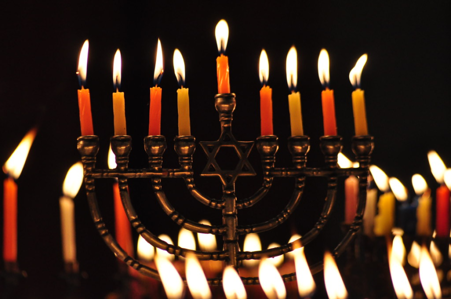A menorah has been lit for Hanukkah