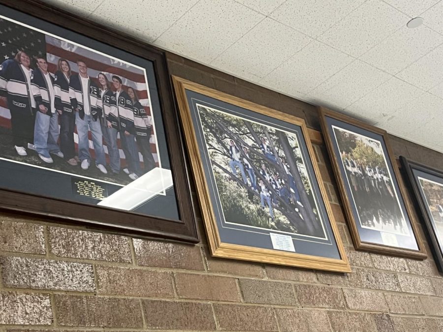 A hallway wall proudly displays Student Body Officers from years past.