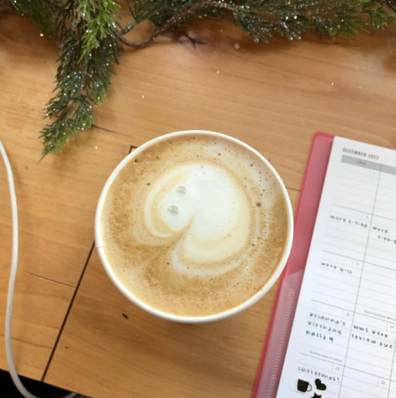 A latte from Peace on Earth coffee. Photo Credit: Isabella Klinzing